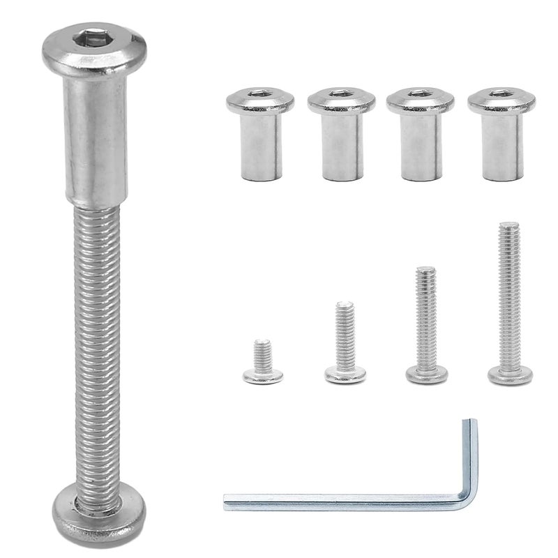 Jersvimc 30 Sets M6x16/25/35/45/55mm Hex Drive Socket Cap Bolt Kit with Allen Wrench, Silver Furniture Connector Bolts M6 Countersunk Screw Barrel Nuts Binding Screws for Cabinet - Image 1